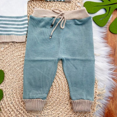 Conjunto de Linha Listras - Off White e Verde com Areia